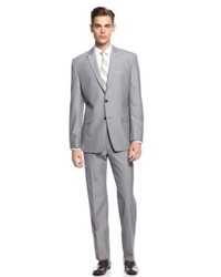 Calvin Klein Light Grey Peak Lapel Slim Fit Suit Big And Tall