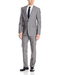 Calvin Klein Michl Two Piece Suit Grey Two Button Side Vent Jacket And Flat Front Pant