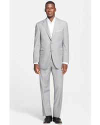 canali classic fit solid wool suit