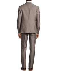 Versace Collection Slim Fit Two Piece Wool Blend Pindot Suit Light Gray