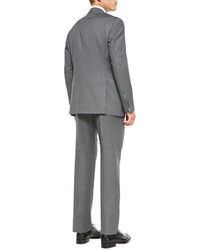 Armani Collezioni G Line Plaid Suit Mid Gray