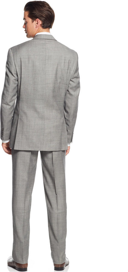 Calvin Klein Grey Sharkskin Slim Fit Suit, $625 | Macy's | Lookastic