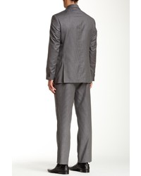 Ike Behar Grey Striped Two Button Notch Lapel Wool Suit