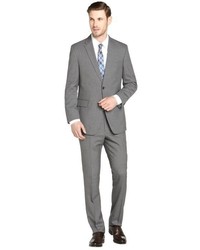 Tommy Hilfiger Grey Striped Wool 2 Button Suit With Flat Front Pants