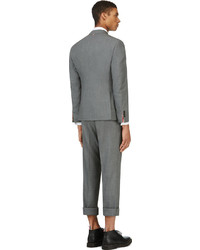 Thom Browne Grey Wool Crosshatched Suit