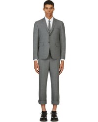 Thom Browne Grey Wool Crosshatched Suit