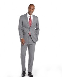 Tommy Hilfiger Grey Wool Nathan Two Button Trim Fit Suit With Flat Front Pants