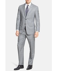 Hickey Freeman Beacon Classic Fit Plaid Suit Grey 44r