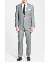 Hickey Freeman Beacon Classic Fit Plaid Suit Light Grey 40r
