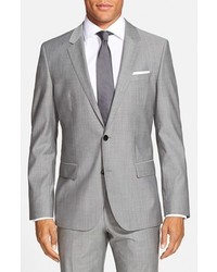BOSS Hugegenius Trim Fit Solid Wool Suit