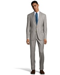 Kenneth Cole New York Light Grey Sharkskin Wool 2 Button Suit With Flat Front Pants