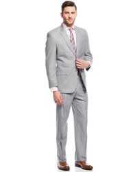 Sean John Light Grey Solid Peak Lapel Suit