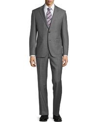 Neiman Marcus Modern Fit Two Piece Sharkskin Suit Gray