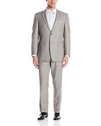 Perry Ellis Grey Sharkskin Two Button Side Vent Suit