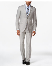 Perry Ellis Portfolio Light Grey Sharkskin Slim Fit Suit