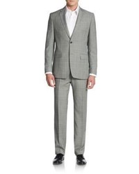 Versace Regular Fit Glen Plaid Virgin Wool Blend Suit
