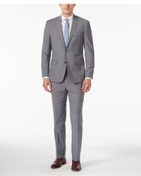 Kenneth Cole New York Slim Fit Grey And Blue Checked Performance Travel Suit
