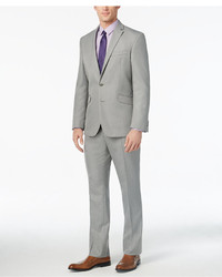 Kenneth Cole Reaction Slim Fit Light Grey Suit With Finished Pant Hem