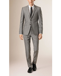 Burberry Slim Fit Subtle Check Wool Half Canvas Suit