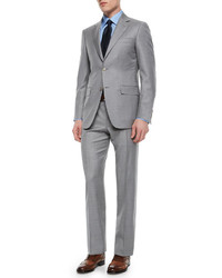 Canali Solid Wool Two Button Suit Pearl Gray