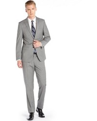 T Tahari Tahari Light Gray Mini Check Modern Fit Wool Suit