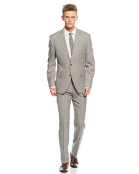 Tallia Light Grey Windowpane Slim Fit Suit