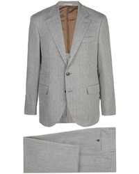Men's Grey Suit, White Dress Shirt, White Leather High Top Sneakers ...