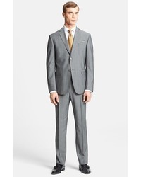Z Zegna Trim Fit Grey Wool Suit Dark Grey Solid 48r