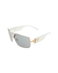 Versace 145mm Mirrored Shield Sunglasses In Goldgrey At Nordstrom
