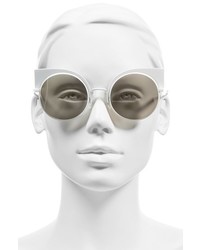 Fendi 53mm Round Cat Eye Sunglasses Dark Ruthenium
