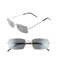 Saint Laurent 56mm Polarized Rectangular Metal Sunglasses  