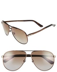 Gucci 61mm Polarized Aviator Sunglasses Matte Brown Brown