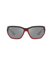 Ray-Ban 61mm Rectangular Sunglasses In Black On Matte Redgrey At Nordstrom