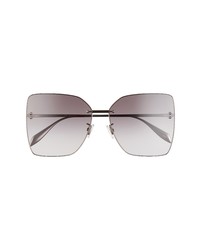 Alexander McQueen 63mm Oversize Gradient Square Sunglasses In Ruthenium At Nordstrom