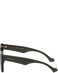 Gucci Black Khaki Square Sunglasses