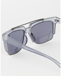 Asos Brand Square Sunglasses With Metal Brow Bar