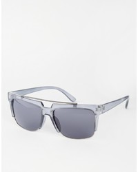 Asos Brand Square Sunglasses With Metal Brow Bar