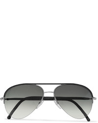 Cutler And Gross Aviator Style Leather Trimmed Acetate Sunglasses