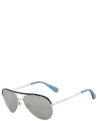 Diane von Furstenberg Farrah Mirrored Aviator Sunglasses
