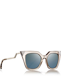 Fendi Embellished Cat Eye Acetate Mirrored Sunglasses