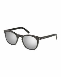 Saint Laurent Glittered Acetate Sunglasses Gray Pattern
