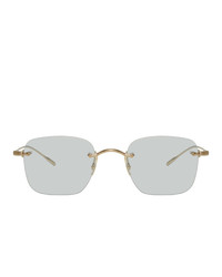 Oliver Peoples Gold And Blue Finne Sunglasses