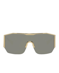 Versace Gold And Grey Mirror Shield Sunglasses