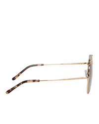 Dries Van Noten Gold And Linda Farrow Edition 187 C2 Aviator Sunglasses