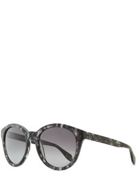 Alexander McQueen Havana Plastic Round Sunglasses Gray