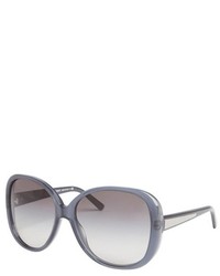Burberry London Violet Blue Silvertone Check Round Oversize Sunglasses