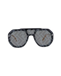 Fendi Mask Logo Sunglasses In Matte Black Smoke Mirror At Nordstrom