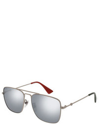 Gucci Mirrored Square Aviator Sunglasses Dark Gray