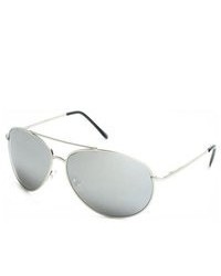 NYS Silver Frame With Mirrored Lenses Aviator Sunglasses With Mirror Lenses
