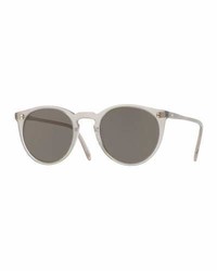 Oliver Peoples Omalley Nyc Peaked Round Monochromatic Sunglasses Gray